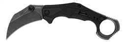 Bring a tactical edge to your loadout with a Kershaw karambit blade. The Outlierâ€™s steel backspacer includes jimping to fit a variety of grips, with or without the ring